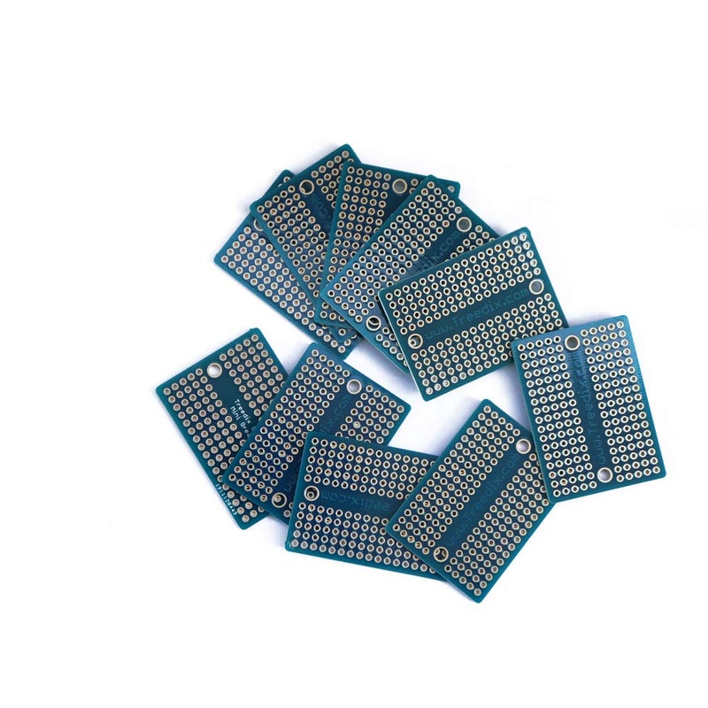 Treedix 9pcs Mini Solderable BreadBoard PCB Prototype Shield Board Double Sided Tinned Gold Plated Holes Compatible with Arduino Kit Raspberry Pi(Mode 4) - Image 2